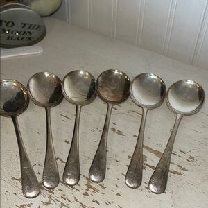 Antique Sheffield B & J Sippel ltd DWTS Silverplate soup spoons